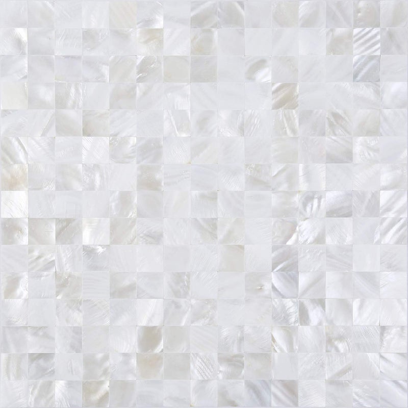 KASARO Peel and Stick Backsplash Shell Tiles, Mother of Pearl Mosaic Self Adhesive Tiles for Kitchen Wall Bathroom Bedroom Decor, White, 6-Sheet - Image 1